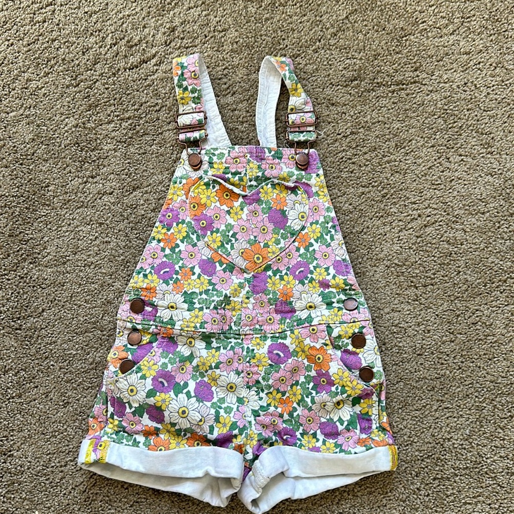 Mini Boden overalls 5-6Y pink, orange purple in great condition!!